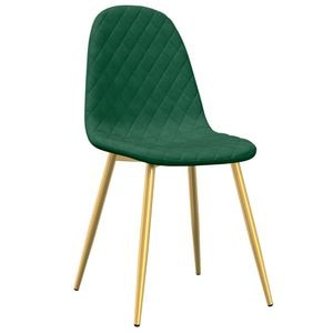 Scaune de bucatarie vidaXL, 4 buc., 45 x 53.5 x 83 cm, Metal/Catifea, Verde