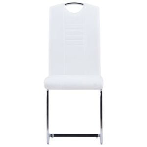 Scaune de bucatarie tip consola vidaXL, 6 buc., 42 x 52 x 100 cm, Otel/Piele ecologica, Alb