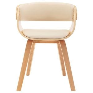 Scaune de bucatarie vidaXL, 4 buc., 53 x 52 x 70 cm, Lemn/Piele ecologica, Crem