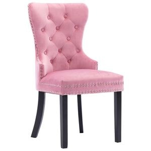 Scaune de sufragerie vidaXL, 6 buc., 51 x 59 x 98.5 cm, Lemn/Catifea, Roz