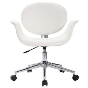 Scaune de bucatarie pivotante vidaXL, 6 buc., 67 x 62 x 80 cm, Metal/Piele ecologica, Alb