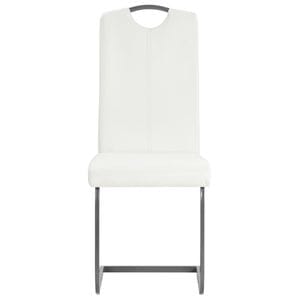 Scaune de bucatarie tip consola vidaXL, 4 buc., 43 x 55 x 100 cm, Metal/Piele ecologica, Alb