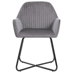 Scaune de bucatarie vidaXL, 2 buc., 61 x 61 x 84 cm, Metal/Catifea, Gri