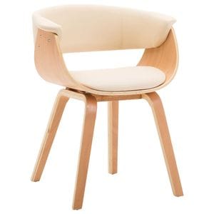Scaun de bucatarie vidaXL, 1 buc., 59.5 x 51 x 72 cm, Lemn/Bumbac,Poliester, Crem