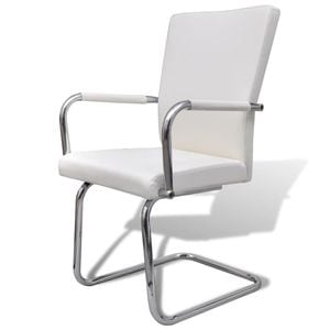 Scaune de bucatarie tip consola vidaXL, 2 buc., 52 x 54 x 92 cm, Metal/Polipropilena, Alb