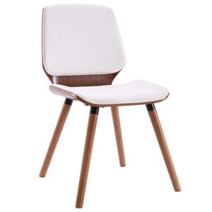 Scaune de bucatarie vidaXL, 2 buc., 48 x 62.5 x 85 cm, Lemn/Piele ecologica, Alb