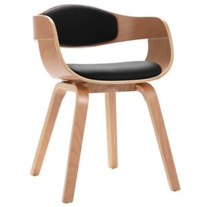 Scaune de bucatarie vidaXL, 2 buc., 49 x 51.5 x 71.5 cm, Lemn/Piele ecologica, Negru