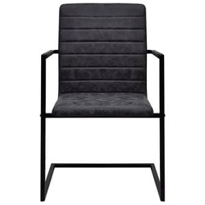 Scaune de bucatarie tip consola vidaXL, 6 buc., 53 x 61 x 88.2 cm, Otel/Piele ecologica, Negru