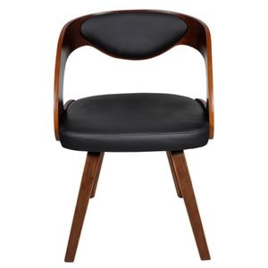 Scaune de bucatarie vidaXL, 4 buc., 52 x 48 x 75.5 cm, Lemn/Piele naturala, Maro