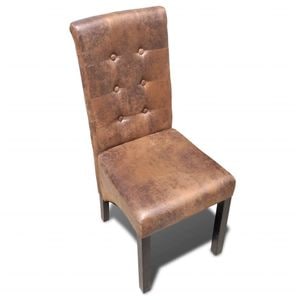 Scaune de bucatarie vidaXL, 6 buc., 42 x 56 x 95 cm, Lemn/Poliester, Maro