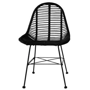 Scaune de bucatarie vidaXL, 6 buc., 49 x 56 x 84 cm, Lemn/Ratan, Negru