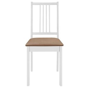 Scaune de bucatarie vidaXL, cu perne, 6 buc., 40 x 49 x 88.5 cm, Lemn/Poliester, Alb