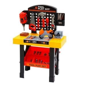 Banc de lucru pentru copii The Little Master idealStore, cu accesorii, 75 x 50 cm, Portocaliu-Negru, 3 ani+