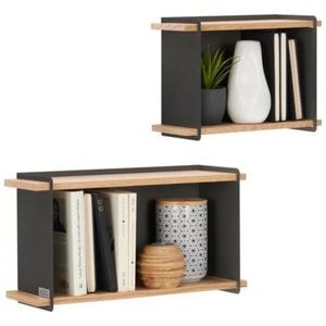 Set etajere de perete XORA, 45x24x14.55 cm, Negru-Crem