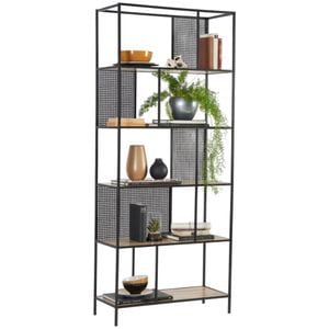 Etajera XORA, 5 rafturi, 76x180x33 cm, Negru-Maro