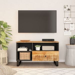 Comoda TV vidaXL, 80x33x46 cm, lemn masiv de mango si lemn prelucrat