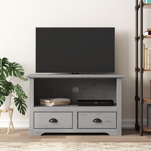 Comoda TV cu 2 sertare vidaXL BODO, gri, 91x43x56 cm, lemn masiv de pin