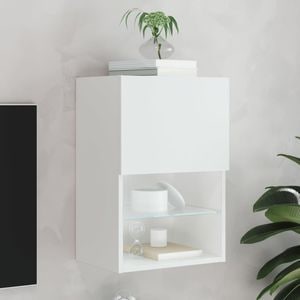 Comoda TV cu lumini LED vidaXL, alb, 40,5x30x60 cm