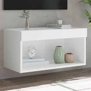 Comoda TV cu lumini LED vidaXL, alb, 60x30x30 cm