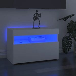 Comoda TV cu lumini LED vidaXL, alb, 60x35x40 cm