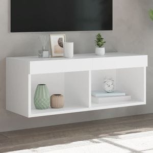 Comoda TV cu lumini LED vidaXL, alb, 80x30x30 cm
