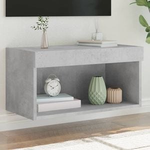 Comoda TV cu lumini LED vidaXL, gri beton, 60x30x30 cm