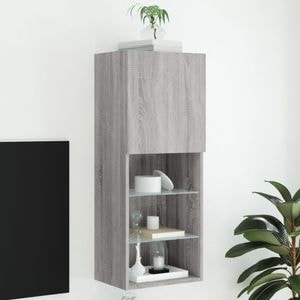 Comoda TV cu lumini LED vidaXL, gri sonoma, 40,5x30x102 cm