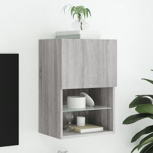 Comoda TV cu lumini LED vidaXL, gri sonoma, 40,5x30x60 cm