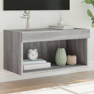 Comoda TV cu lumini LED vidaXL, gri sonoma, 60x30x30 cm