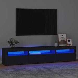 Comoda TV cu lumini LED vidaXL, negru, 195x35x40 cm