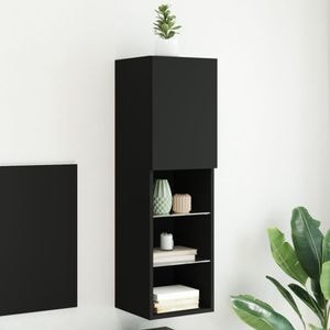 Comoda TV cu lumini LED vidaXL, negru, 30,5x30x102 cm