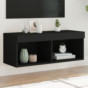 Comoda TV cu lumini LED vidaXL, negru, 80x30x30 cm