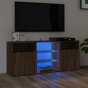 Comoda TV cu lumini LED vidaXL, stejar maro, 120x30x50 cm