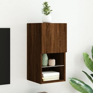 Comoda TV cu lumini LED vidaXL, stejar maro, 30,5x30x60 cm