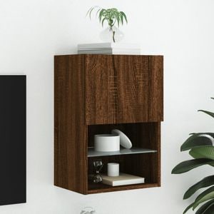 Comoda TV cu lumini LED vidaXL, stejar maro, 40,5x30x60 cm