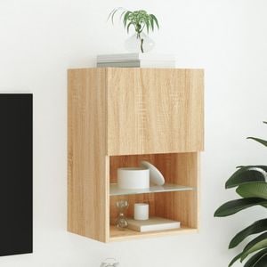 Comoda TV cu lumini LED vidaXL, stejar sonoma, 40,5x30x60 cm