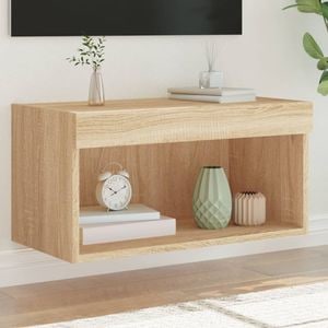 Comoda TV cu lumini LED vidaXL, stejar sonoma, 60x30x30 cm