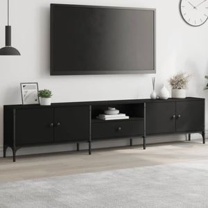 Comoda TV cu sertar vidaXL, negru, 200x25x44 cm, lemn prelucrat