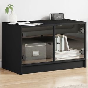 Comoda TV cu usi din sticla vidaXL, negru, 68x37x42 cm