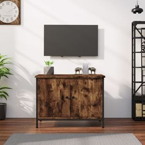 Comoda TV cu usi vidaXL, stejar afumat, 60x35x45 cm, lemn prelucrat