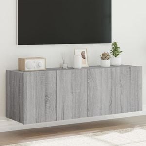 Comoda TV de perete cu LED vidaXL, 2 buc, gri sonoma, 60x35x41 cm