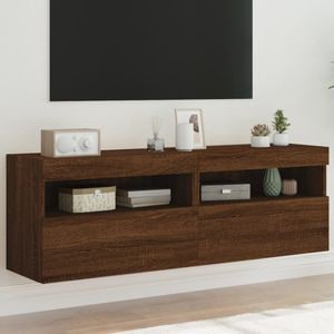 Comoda TV de perete cu LED vidaXL, 2 buc. stejar maro, 60x30x40 cm