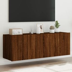 Comoda TV de perete cu LED vidaXL, 2 buc. stejar maro, 60x35x41 cm