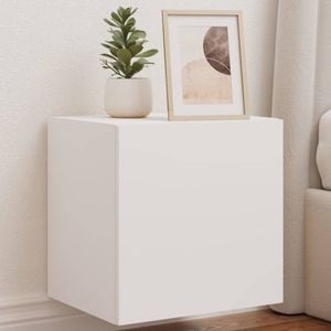 Comoda TV de perete cu lumini LED vidaXL, alb, 40,5x35x40 cm
