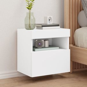 Comoda TV de perete cu lumini LED vidaXL, alb, 40x30x40 cm