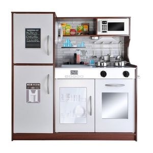 Bucatarie din lemn ecologic, Cu lumini si sunete, Complet utilata cu accesorii moderne, 80x80.5 cm