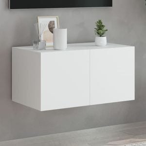 Comoda TV de perete cu lumini LED vidaXL, alb, 60x35x31 cm