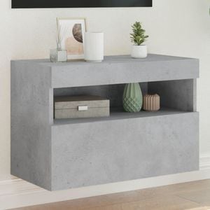 Comoda TV de perete cu lumini LED vidaXL, gri beton, 60x30x40 cm