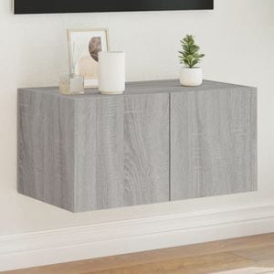 Comoda TV de perete cu lumini LED vidaXL, gri sonoma, 60x35x31 cm