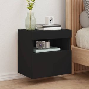 Comoda TV de perete cu lumini LED vidaXL, negru, 40x30x40 cm